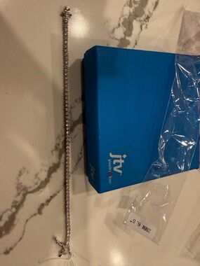 JTV Silver and Clear Sparkling Tennis Bracelet